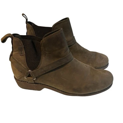 Bota Chelsea Teva Ellery de cuero marrón al tobillo 1108069 para mujer talla 9 Foto 1 de 4