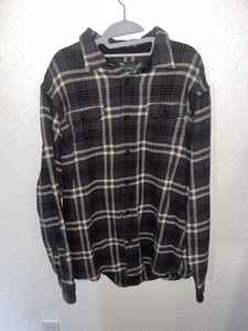 Camisa de franela Woolrich para hombre grande gris pesada a cuadros abotonada L marrón - Imagen 1 de 12