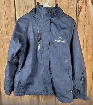 Chaqueta Gulfstream Azul Aislada Desmontable Damas Grande Jet Excelente Con Capucha Foto 1 de 4