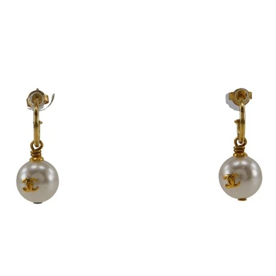 CHANEL COCO Mark Piercing Creolen vergoldet Gold/Fake Perle 5,8g Damen - Bild 1 von 4