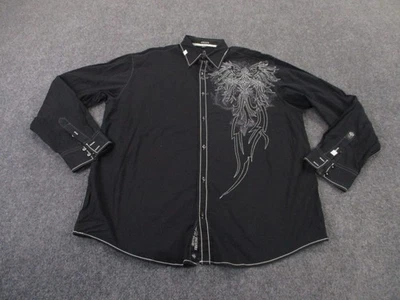 Camisa Roar Para Hombres 2XL Negra Bordada High Road Western Grunge Country Cowboy Foto 1 de 4