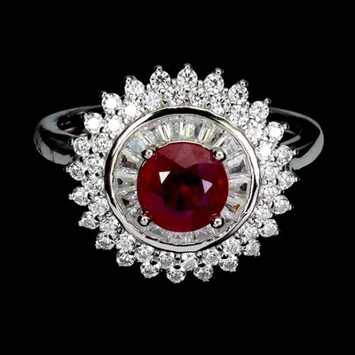 925 Sterling Silver Ring Round Ruby 6mm Natural Gemstone Jewelry Size 6 - Image 1 of 4