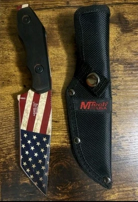 Funda de cuchillo fija MTech American Flag inoxidable Full Tang Tanto - Nueva sin caja Foto 1 de 2