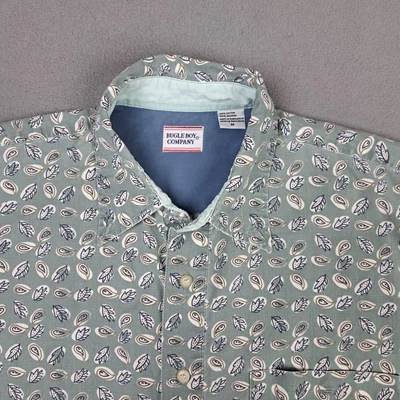 Vintage Bugle Boy Cotton Button Up Men's Medium *Fits Large Leaf Pattern 90's - Image 1 of 4