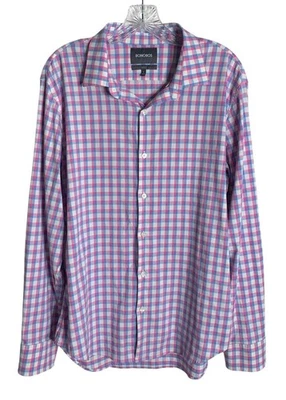 BONOBOS Pink & Blue Plaid Tech Button-Down Slim Fit Dress Shirt 16.5/33 (L) - Image 1 of 4