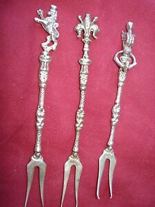 ANTIQUE SILVER "800" SET OF 3  SMALL COCKTAIL FORKS RARE TREASURE FROM 1900'S