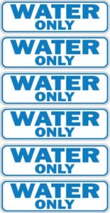 WATER ONLY SAFETY STICKERS x 6 - 80mm wide decal - Picture 1 of 1