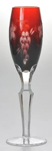 Flauto Champagne Rosso Mirtillo Tagliato Per Trasparente Cristallo Bohémien Flauto Stella - Foto 1 di 10