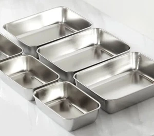 Stainless Steel Food Storage Serving Tray Healthy Heavy Duty Versatile Kitchen - Picture 1 of 26