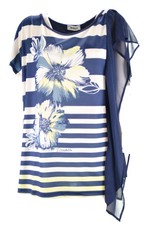 DORABELLA PIU' T-SHIRT DONNA BLU BIANCO FIORI CALIBRATA