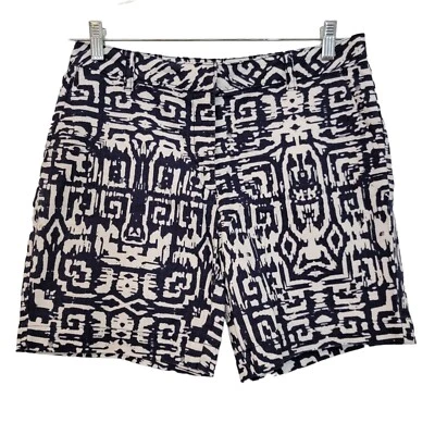 Pantalones cortos chinos LIz Claiborne azul marino blanco estampado geométrico para mujer talla 6  Foto 1 de 4