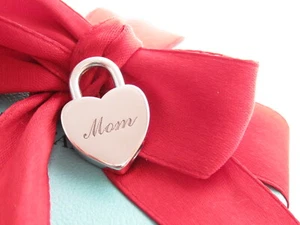 Tiffany & Co Silver Heart Mom Padlock Charm For Necklace Or Bracelet - Picture 1 of 7