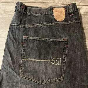 Mecca Vintage Extreme Baggy Black Denim Y2K Skater Shorts Size 58 (56”x18”) - Picture 1 of 10