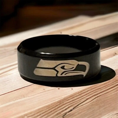 Anillo de titanio Seattle Seahawks para hombre. anillo de bodas. regalo único Foto 1 de 2