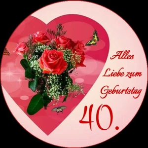 Tortenaufleger essbar Fondant rund 20cm durchmesser 40.Geburtstag - Bild 1 von 2