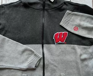 New Alma Mater Wisconsin Badgers Men XS S M L XL NCAA Full Zip gray cardigan - Picture 1 of 18