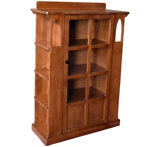 Crafters and Weavers Mission 1 Door Bookcase with Side Shelves - Michaels Cherry - Picture 1 of 11