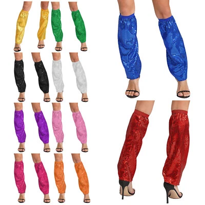 Women Sequins Leg Warmers Sparkle Leg Sleeves 80 Dance Party Knee High Leg Socks - Image 1 of 3
