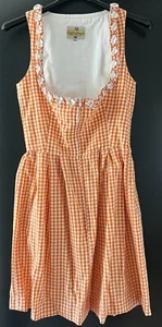 Damen Trachten Kleid Dirndl Orange-Weiß kariert Gr. 34 v. Woiperdinger - Picture 1 of 2