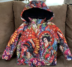KIDS ED HARDY WINTER COAT SIZE 4/5 TATTOO DESIGNER SUPER CUTE!! - Picture 1 of 6