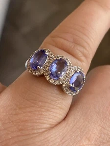 Colleen Lopez Sterling Silver 2.27ct Tanzanite & White Zircon Ring SZ 7 - Picture 1 of 8