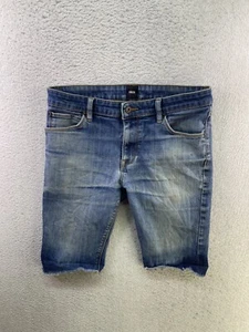 Asos Mens Size 32 Medium Wash Distressed Cutoff Denim Jean Shorts - Picture 1 of 7