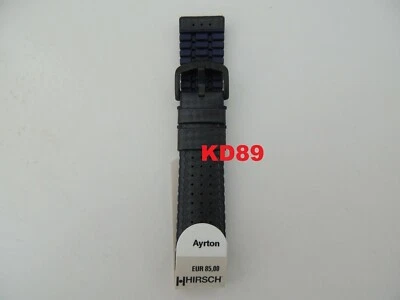 Correa de cuero/goma genuina Hirsch AYRTON AZUL/NEGRO 22 mm Foto 1 de 2