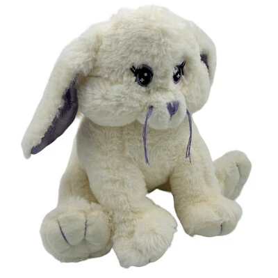Soft Rabbit Plush with Purple Lop Ears Easter Bunny Woodland Stuffed Animal - Image 1 of 4