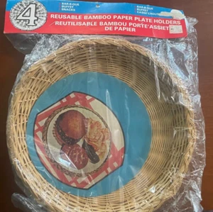 Reusable Bamboo Paper Plate Holders -4 Count. - Picture 1 of 5