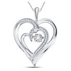 Silver Diamond Heart Moving Shimmer Pendant .03 Ct