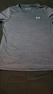 Under Armour T Shirt Mens Large Loose Heatgear Gray Crewneck Athletic Preowned - Picture 1 of 6