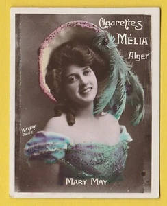 Cigarettes Melia Algeria Tobacco Card Tirage K - Mary May Girl in Feathered Hat - Foto 1 di 2