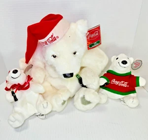 Konvolut 3 Coca-Cola Eisbär Plüschtiere Vintage 1998 Sammlerstücke - Bild 1 von 19