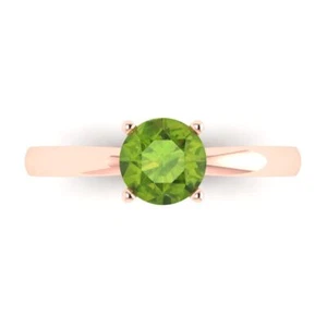 1 cttw Round-Cut Natural Peridot Solitaire  Engagement Ring (14K Rose Gold) - Picture 1 of 11