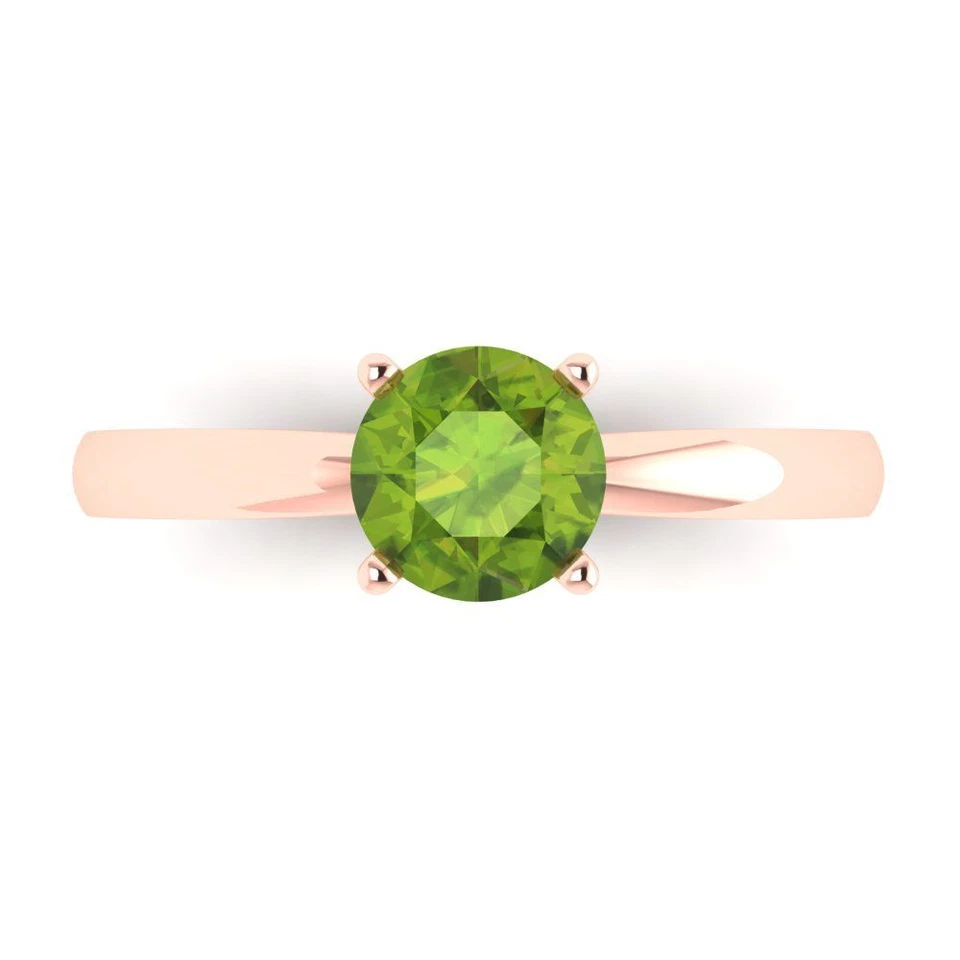 1 cttw Round-Cut Natural Peridot Solitaire  Engagement Ring (14K Rose Gold) - Image 1 of 4
