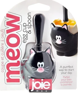 Joie MSC Meow Cat Egg Cup & Spoon NEW Hard Plastic Black 2016 - Picture 1 of 2