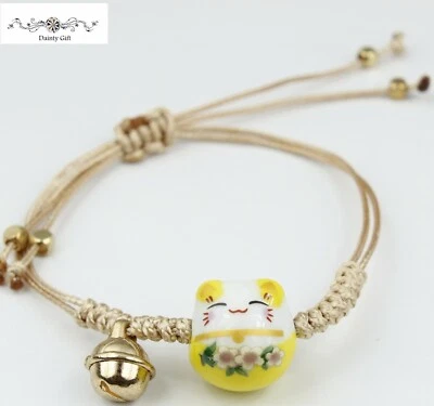 Brazalete de cuerda de animal/gatito de cerámica para mujer niña Suerte Mejorar la riqueza 5-9" Foto 1 de 4