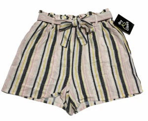 Girls Art Class Shorts Size M 7/8 Multicolor Striped Tie Belt Pull On - Picture 1 of 9