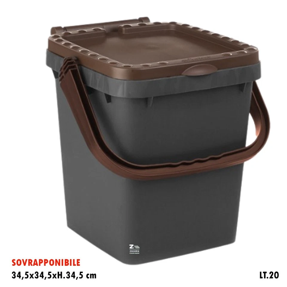 ECOPLAST PATTUMIERA ECOPLUS 20 LT. MARRONE PER DIFFERENZIATA MANICO ANTIRANDAGISMO