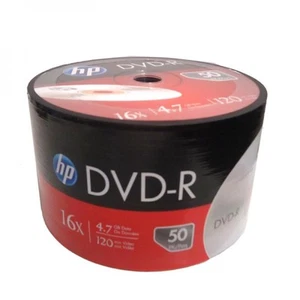 50-Pack HP 16X Logo DVD-R DVDR Blank Disc Media 4.7GB Bulk Pack - Afbeelding 1 van 4