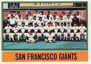 1976 Topps - Lista de verificación del equipo Gigantes de San Francisco #443, excelente (sin marcar) - Imagen 1 de 2