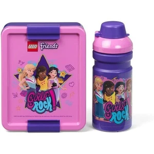 LEGO Lunch-Set FRIENDS Trinkflasche + Brotdose Brotbox Pausenset Lila / Pink - Bild 1 von 2