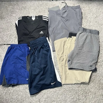 Mens Size Large Athletic Wear Bundle Shorts Nike Adidas Running Gym Multicolor - Image 1 of 4