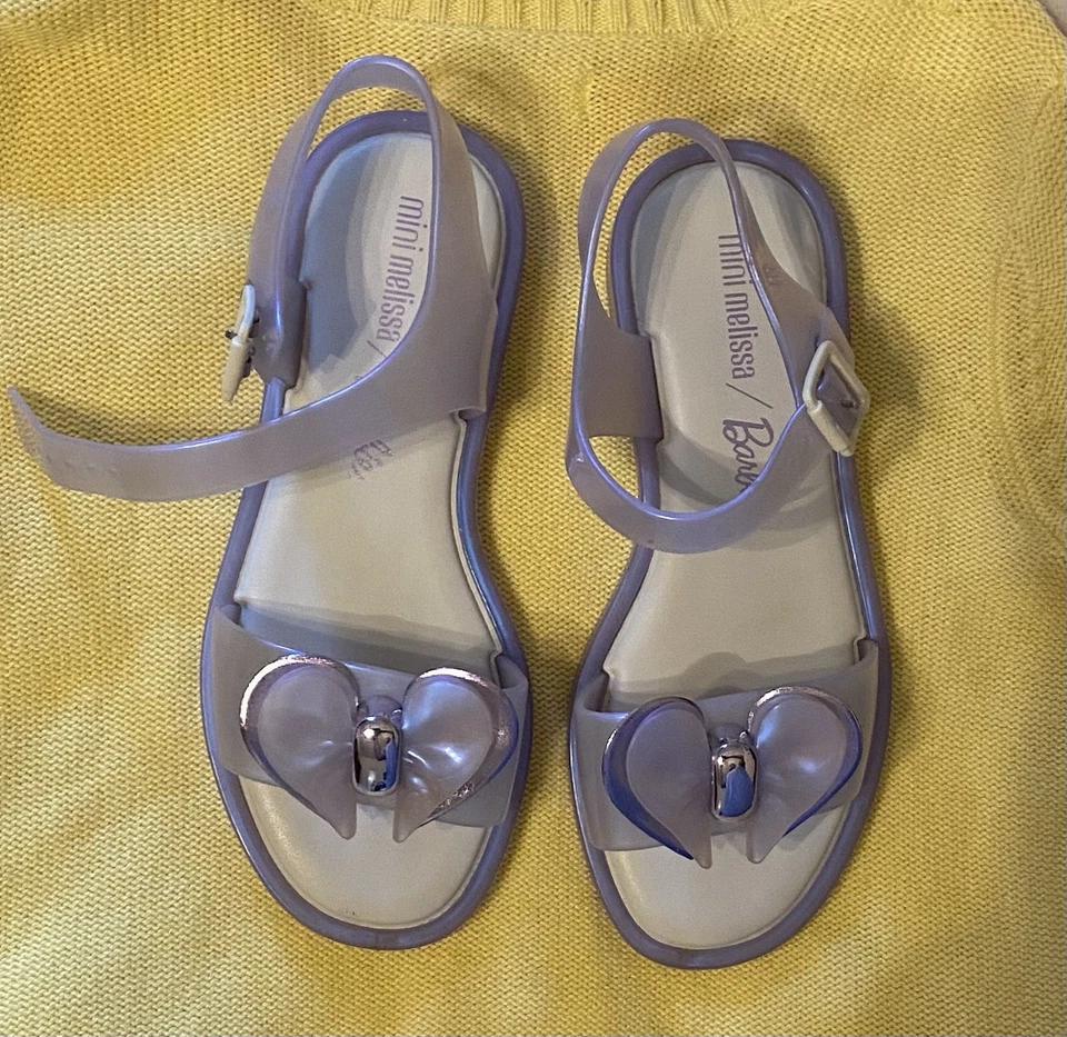 Mini Melissa Mar Girl's Sandals + Barbie Size 2 Heart Shaped Bow - Image 1 of 3