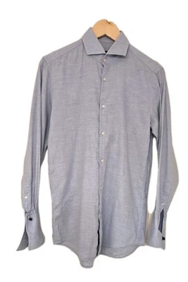 HUGO BOSS BLUE DRESS BUTTON DOWN SHIRT MENS SIZE 15 38 🔥 DESIGNER SLIM FIT - Image 1 of 4