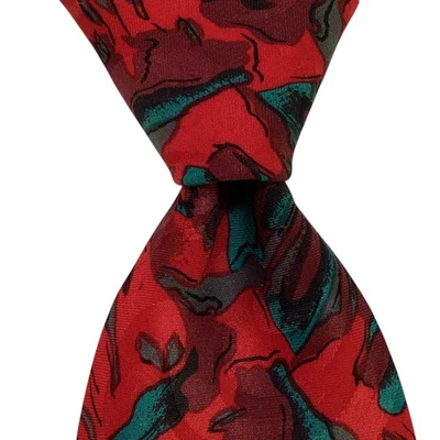 Corbata de hombre CARLO PALAZZI 57 5/8 diseñador geométrica roja/azul/borgoña/negra usada en excelente estado Foto 1 de 3