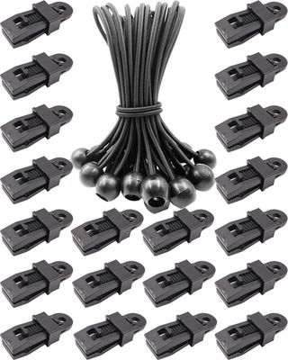 Clips para lona de alta resistencia 40 piezas - abrazaderas para tienda, toldo y lona para exteriores negras Foto 1 de 4