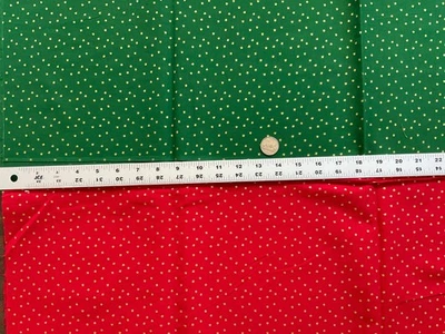  Christmas Cotton Fabric Green White Golden Candy Stripes Christmas 1/2 Yard - Image 1 of 4