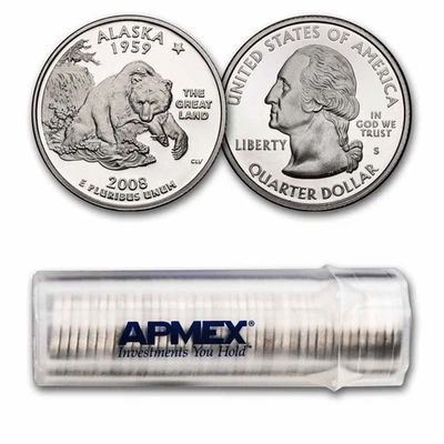 2008-S Alaska State Quarter Gem Proof 40-Coin Roll - Image 1 of 3