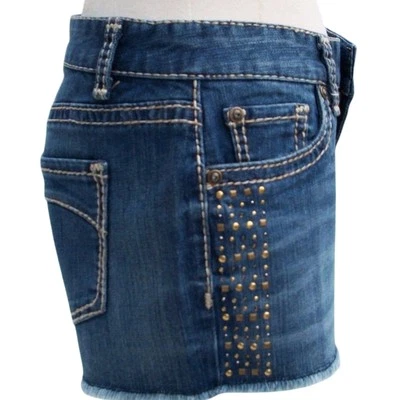 Pantalón Cache Denim Tachuelas Cabeza de Uñas Adornado Corto Elástico Nuevo 0/2/4 XS NUEVO CON ETIQUETAS $88 Foto 1 de 3